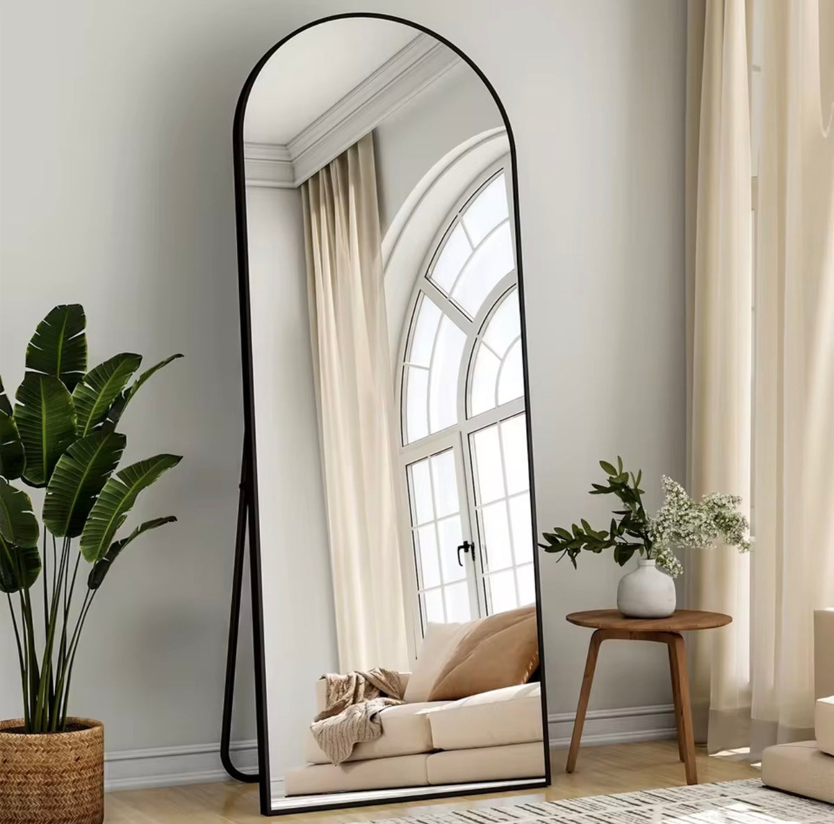 Full-Length Floor Mirror – Black Metal Frame